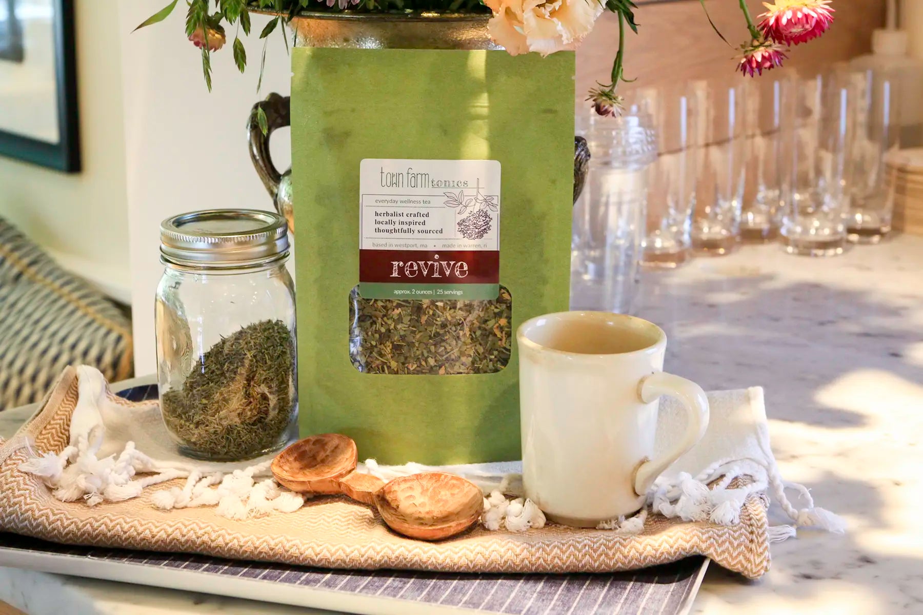 Revive product in package and staged scene