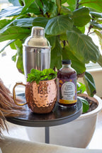 Elderberry Lemonade Mix with shaker cup  on table