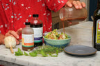Elderberry and Fire Cider Tonics with salad