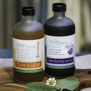 herbalist-crafted, locally-inspired and thoughtfully-sourced herbal tonics; elderberry syrup and fire cider all organic ingredients, local honey, westport ma herbalism