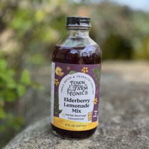 town farm tonics elderberry lemonade mix; just add water for elderberry lemonade immune boosting refreshment for kids and adults